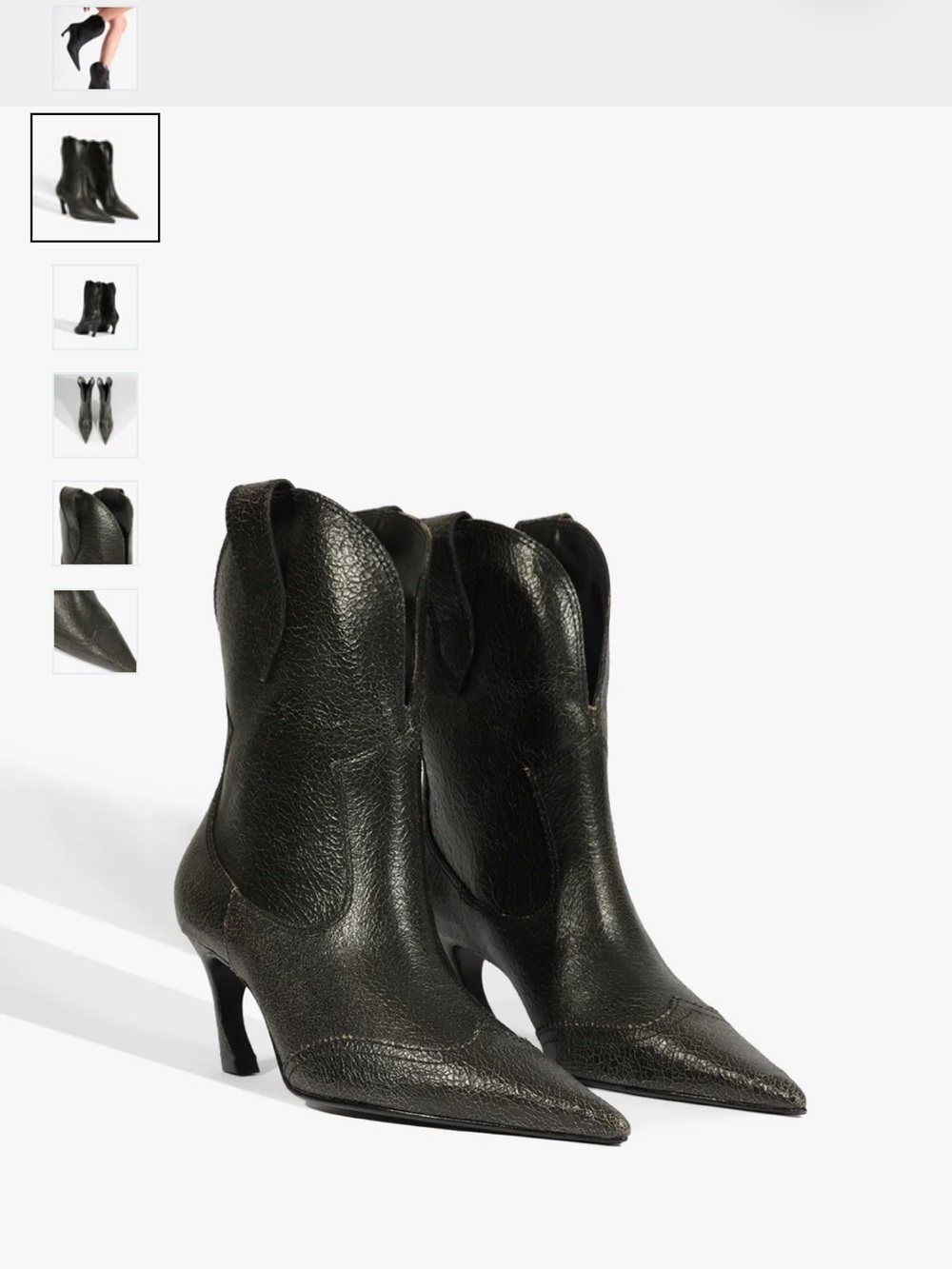 SCHUTZ Black Pointed-Toe Mid-Heel Western Ankle Boots